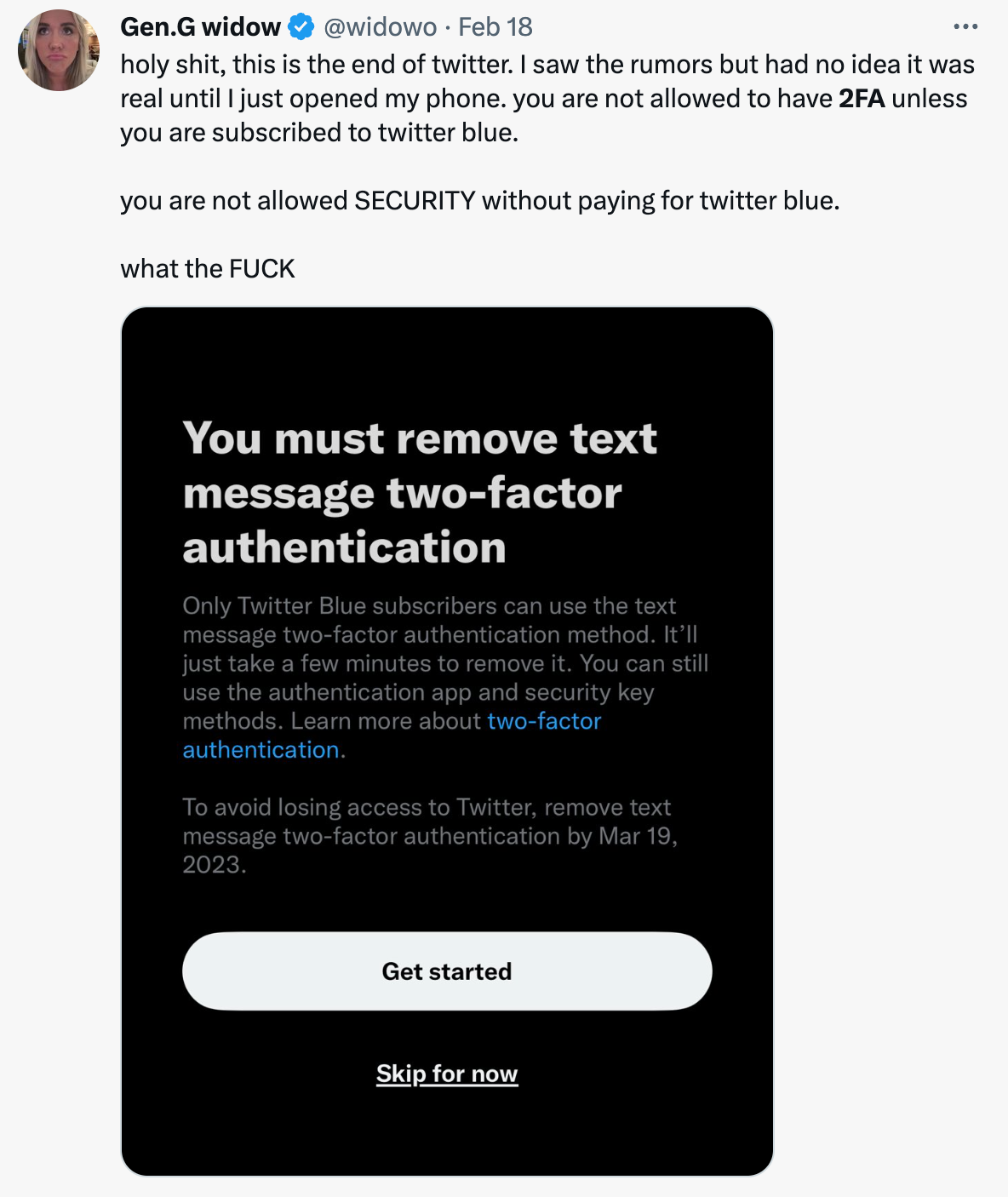 Twittos en colère avec la suppression de la double authentification
