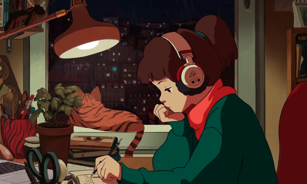 Lofi girl en plein boulot, crédit Lofi Girl/Youtube